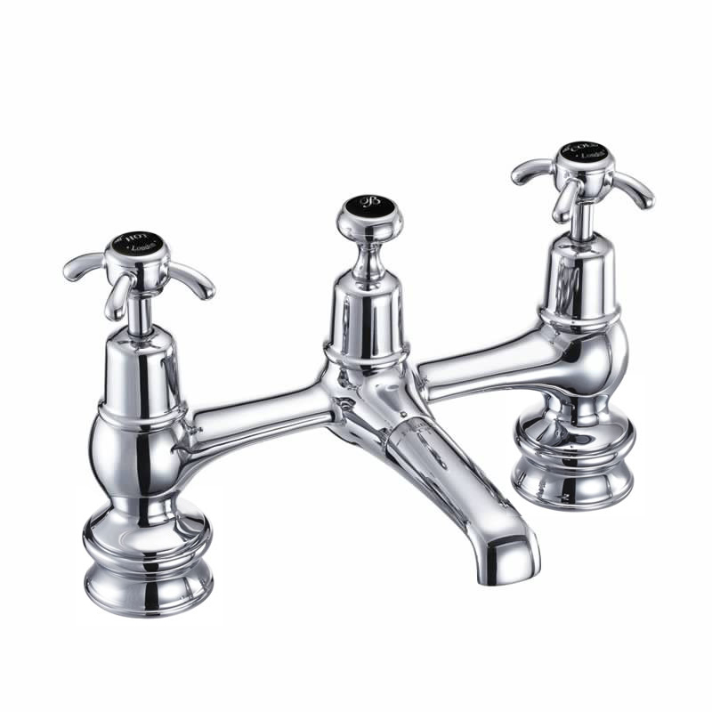Anglesey Regent 2 tap hole bridge basin mixer with plug and chain waste and swivel spout